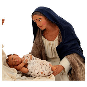 Nativité sur base en bois crèche napolitaine de 30 cm