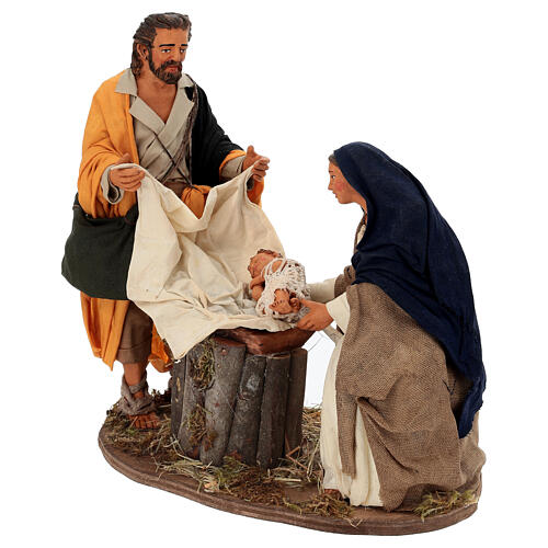 Nativité sur base en bois crèche napolitaine de 30 cm 3