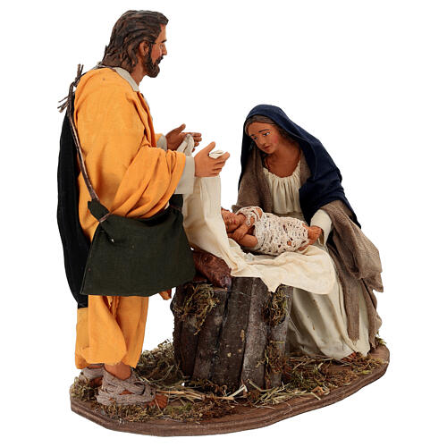 Natività su base in legno presepe napoletano da 30 cm 4