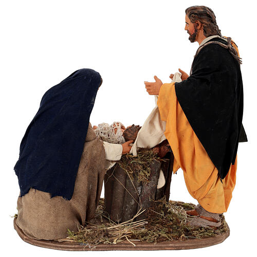 Natività su base in legno presepe napoletano da 30 cm 5