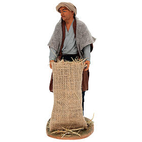 Homme avec sac de foin crèche napolitaine 30 cm