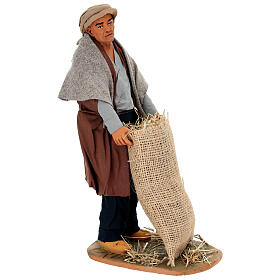 Man with hay sack figurine, Neapolitan nativity scene 30 cm