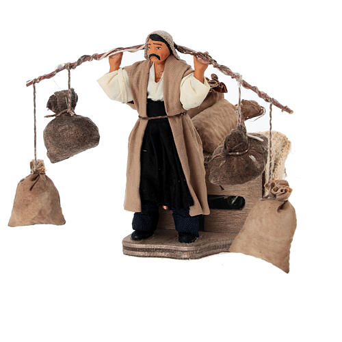 Hombre con 4 sacos movimiento belén napolitano de 10 cm 3