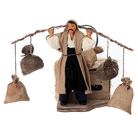 Man with 4 sacks, animated Neapolitan nativity scene figurine 10 cm