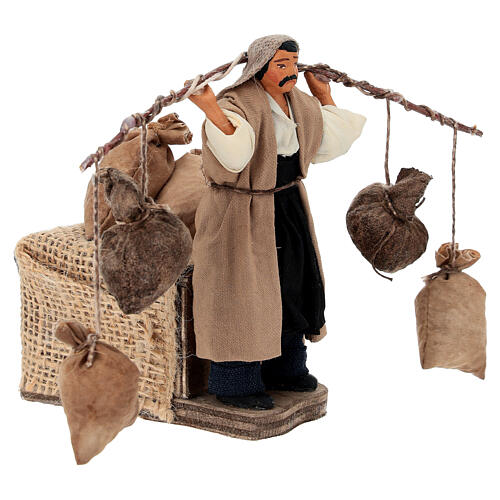 Man with 4 sacks, animated Neapolitan nativity scene figurine 10 cm 2