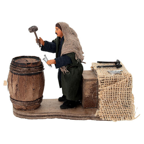 Man repairing barrel animated Neapolitan Nativity Scene with 10 cm 1