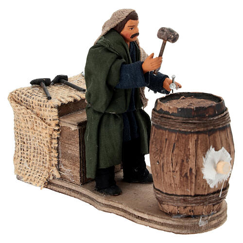 Man repairing barrel animated Neapolitan Nativity Scene with 10 cm 3