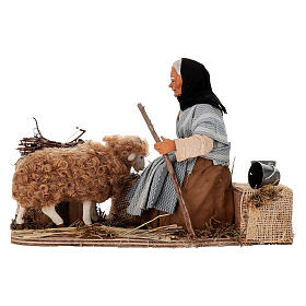Donna con pecora presepe napoletano 30 cm movimento