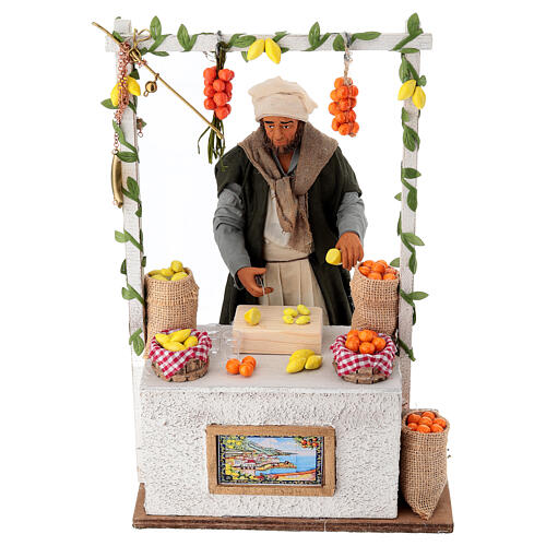 Verkäufer von Zitronen und Orangen mit Bewegung – für 30 cm Krippe, neapolitanischer Stil 2