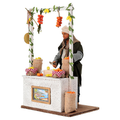 Lemon and orange seller, animated Neapolitan nativity scene, 30 cm 4