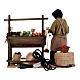 Vendedor de frutas em movimento com balança e bancada 25 cm presépio napolitano s5