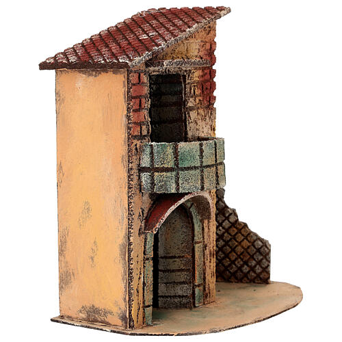 Casetta con balcone 25x15x25 cm Presepe Napoletano 6-8 cm 3