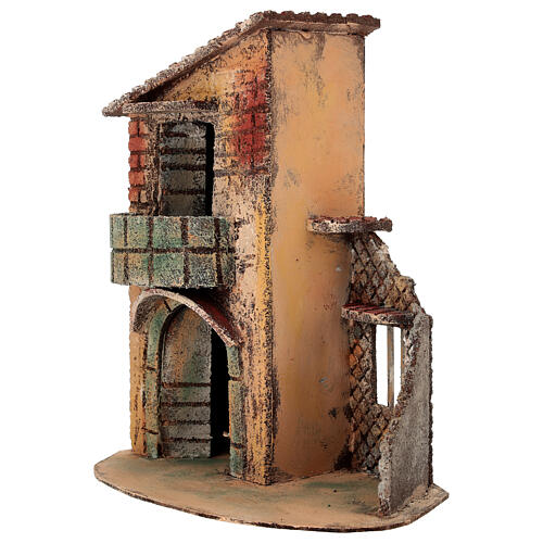 House with balcony figurine, 25x16x27 cm Neapolitan Nativity 6-8 cm 2