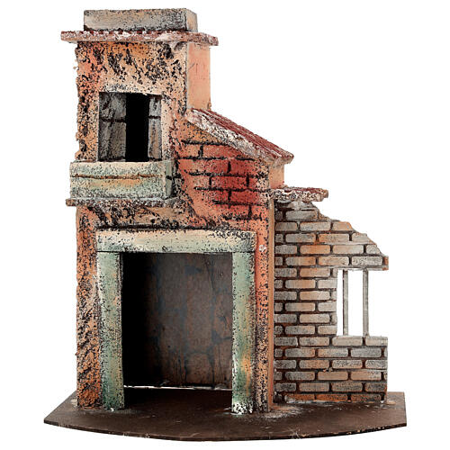 Casita en ruinas con balcón 25x15x25 cm Belén Nápoles 6-8 cm 1