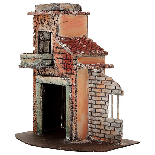 Casinha em ruínas com varanda 25x15x25 cm presépio napolitano 6-8 cm 3