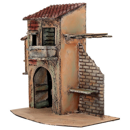 Landhaus mit Balkon, Krippenszene im neapolitanischen Stil – für 6–8 cm Krippe 3