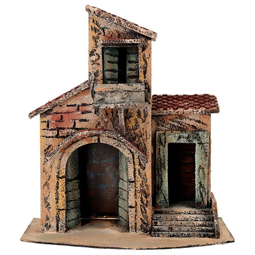 Casetta con balcone 25x15x25 cm Presepe Napoletano 6-8 cm 1