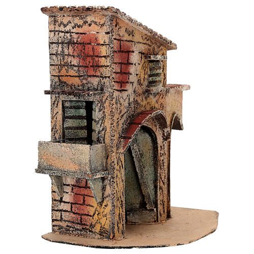 Domek dwustronny z balkonem do szopki neapolitańskiej 8-10 cm, 25x15x25 cm 3