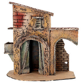 Casinha de duas faces com varanda 25x16x25 cm presépio napolitano de 8-10 cm