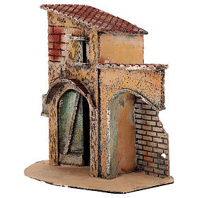 Casinha de duas faces com varanda 25x16x25 cm presépio napolitano de 8-10 cm
