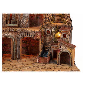 Illuminated village with waterfall, mill and oven for 10-12 cm Neapolitan Nativity Scene,  100x60x70 cm