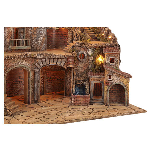 Village illuminé 100x60x70 cm cascade moulin four pour crèche napolitaine 10-12 cm 8