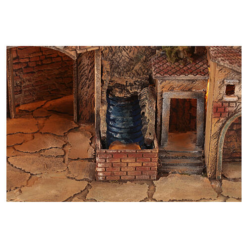 Borgo illuminato 100x60x70 cm cascata mulino forno Presepe Napoletano 10-12 cm 9