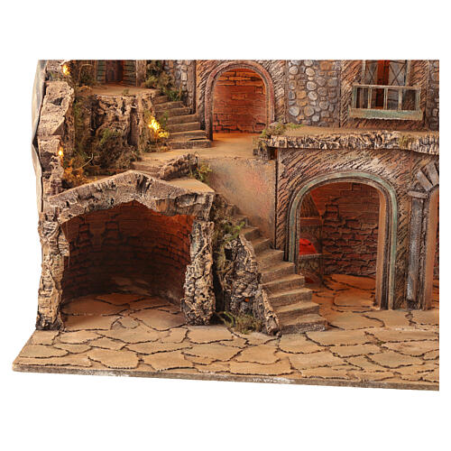 Illuminated village 100x60x70 cm waterfall mill oven Neapolitan Nativity 10-12 cm 5