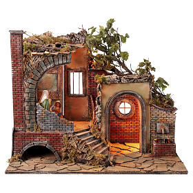 Village crèche napolitaine avec fontaine et Sainte Famille 45x65x40 cm crèche 10-15 cm