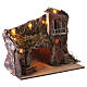 Décor illuminé 40x48x30 cm pour crèche napolitaine maison avec grotte et fontaine pour santons 6-8 cm s4