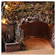 Ambientazione 40x50x30 cm illuminata casa con grotta e fontana Presepe Napoli 6-8 cm s2