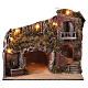 Lighted house with cave and fountain Nativity scene Naples 6-8 cm, 40x50x30 cm s1