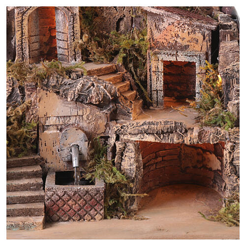 Pueblo 35x50x30 cm iluminado fuente funcionando belén napolitano 6-8 cm 4