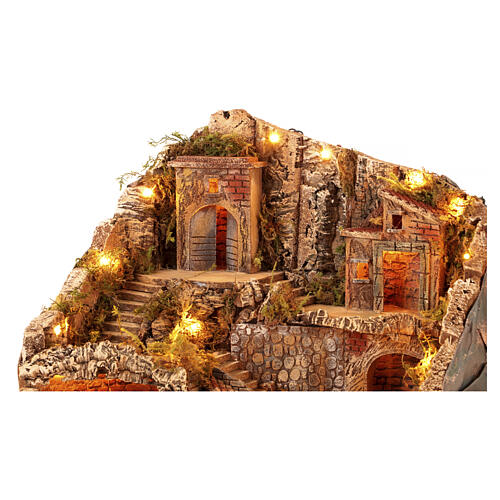Illuminated village with REAL fountain and animated mill for 8-10 cm Neapolitan Nativity Scene, 50x40x50 cm 5