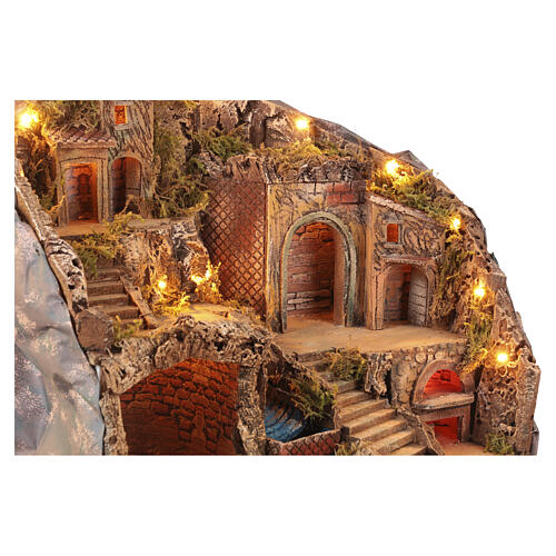Illuminated village with functioning waterfall and oven for 8-10 cm Neapolitan Nativity Scene, 50x40x50 cm 4