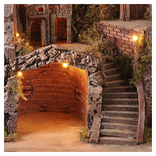 Ambientación iluminada 50x60x35 cm molino y fuente REAL belén napolitano 6-8 cm 4