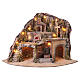 Illuminated corner village with mill, fountain and oven for 8-10 cm Neapolitan Nativity Scene, 50x85x60 cm s1