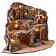 Illuminated corner village 50x85x60 with mill fountain oven Nativity scene Naples 8-10 cm s5