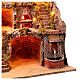 Borgo 60x45x60 cm illuminato movimento mulino vera fontana Presepe Napoli 8-10 cm s2