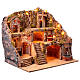 Borgo 60x45x60 cm illuminato movimento mulino vera fontana Presepe Napoli 8-10 cm s5