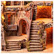 Borgo 60x45x60 cm illuminato movimento mulino vera fontana Presepe Napoli 8-10 cm s6