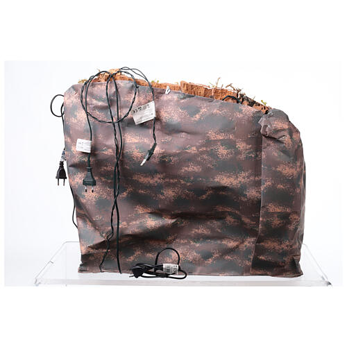 Aldeia iluminada 60x45x60 cm com moinho em movimento e fonte verdadeira para presépio napolitano de 8-10 cm 7