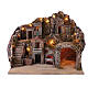 Illuminated village working waterfall oven 50x50x60, Neapolitan Nativity scene 8-10 cm s1