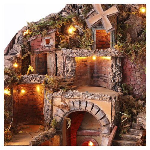 Illuminated village with oven, mill and real waterfall for 8-10 cm Neapolitan Nativity Scene, 60x70x50 cm 6