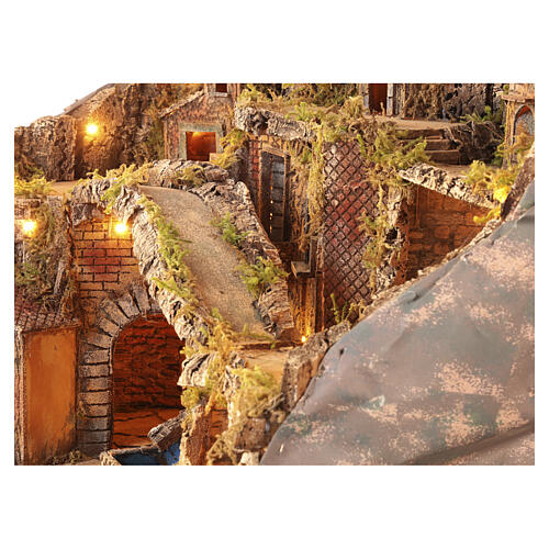 Illuminated village 75x50x70 cm with mill bridge real waterfall oven Neapolitan Nativity 10-12 cm 6