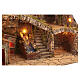 Illuminated village 75x50x70 cm with mill bridge real waterfall oven Neapolitan Nativity 10-12 cm s7