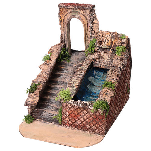 Functioning waterfall with arch and stairs, 20x17x25 cm, Neapolitan Nativity Scene with 6-8 cm characters 4