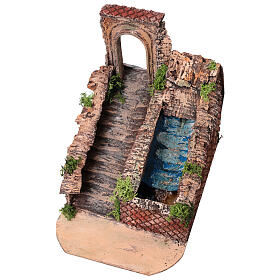 Cascade animée avec arc et escalier 20x17x25 cm crèche de Naples 6-8 cm
