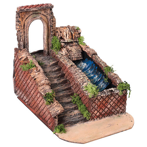 Cascata funzionante con arco e scale 20x15x25 cm Presepe Napoli 6-8 cm 3