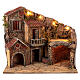 Ambientazione illuminata 55x40x50 casa con grotta e fontana presepe napoletano 8-10 cm s1